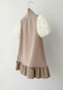 TAGO A-Line Dress with Knit Sleeves in Beige