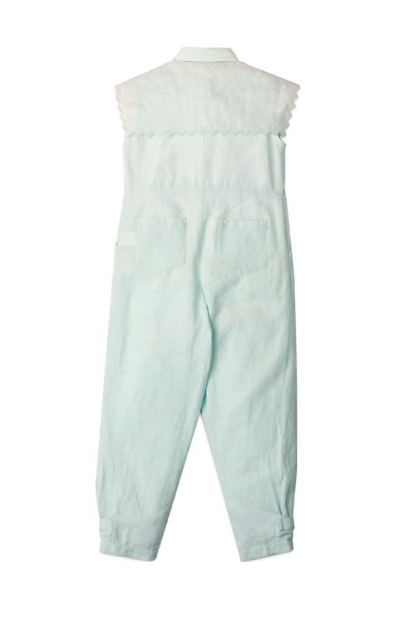 GINGERSNAPS SS24 Girls Linen Jumpsuit with Embroidered Linen Collar