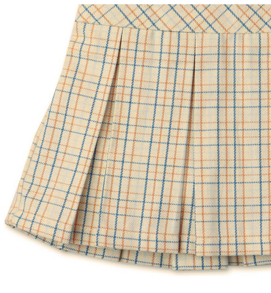 GINGERSNAPS SS24 Baby Marina Checkered Pleated Pull-On Skirt