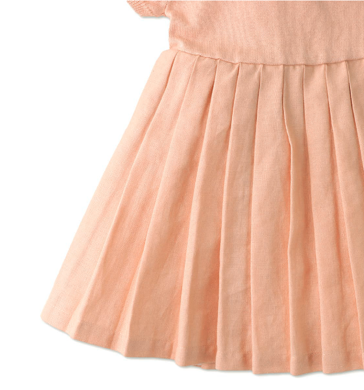 GINGERSNAPS SS24 Baby Marina Combination Dress with Knit top and Pleated Linen Skirt