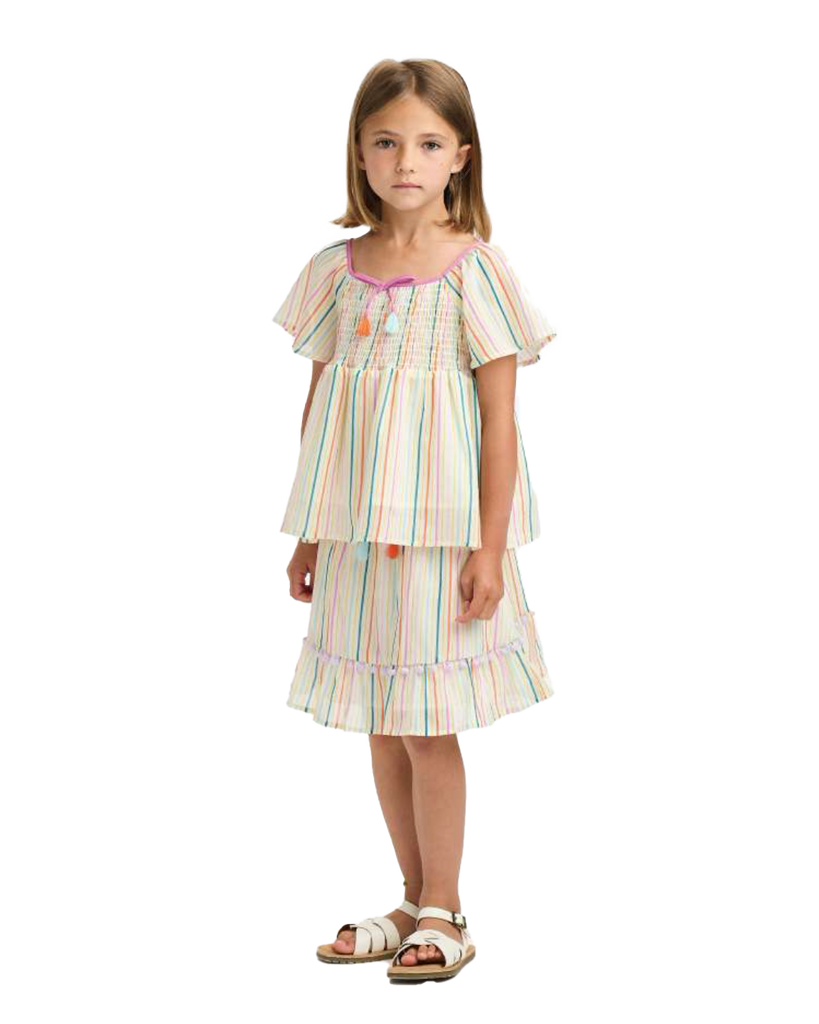 NICOLE MILLER GIRLS SS24 Stripe Top  with Tassels