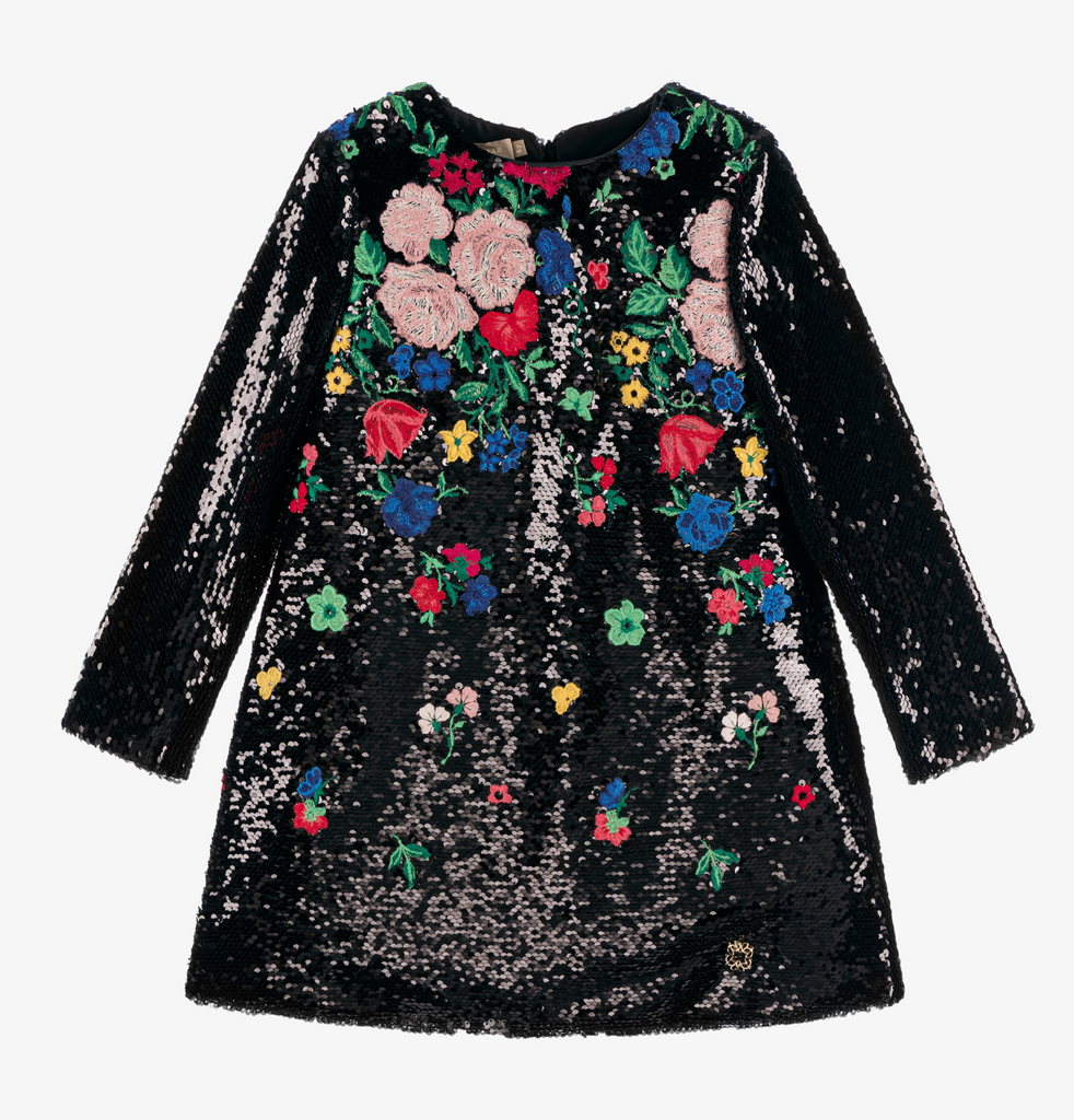 ELIE SAAB FLORAL-EMBROIDERY SEQUIN DRESS MULTICOLOR