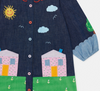 STELLA MCCARTNEY GIRL FARMYARD APPLIQUE DENIM DRESS WITH HOUSE PATCH DETAILS