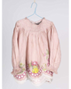 PERO KIDS BARBAPAPA Pink Striped Silk Scalloped Blouse Top