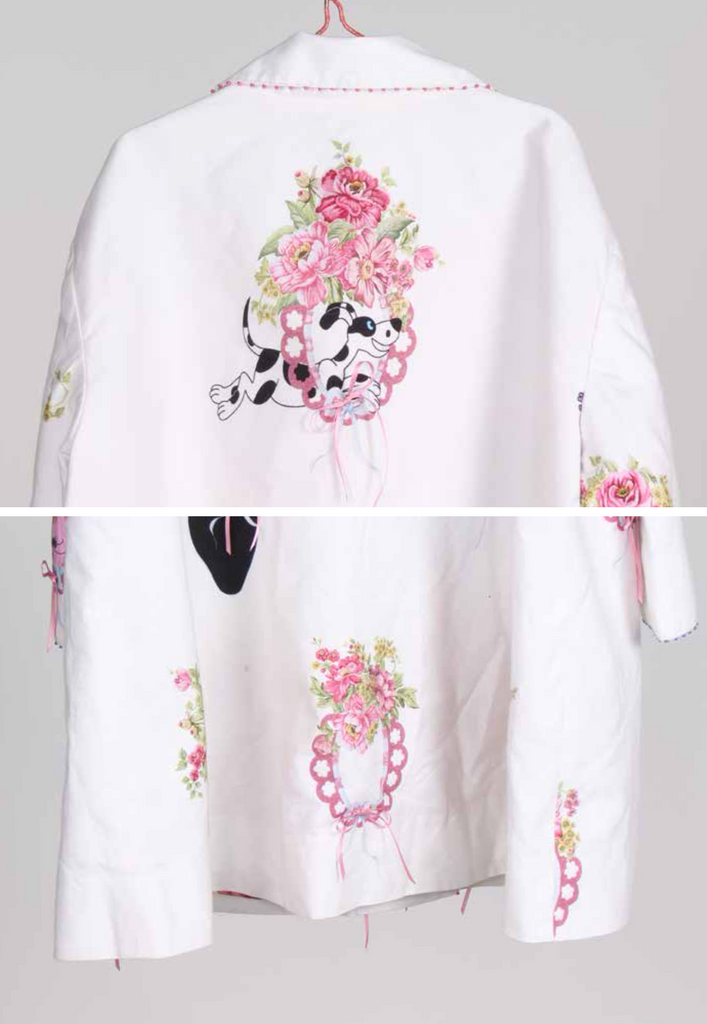 PERO KIDS BARBAPAPA White Floral Cotton Coat with Silk Lining