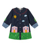 STELLA MCCARTNEY GIRL FARMYARD APPLIQUE DENIM DRESS WITH HOUSE PATCH DETAILS