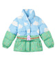 STELLA MCCARTNEY GIRL PUFFER JACKET WITH SKY AND GRASS PRINT