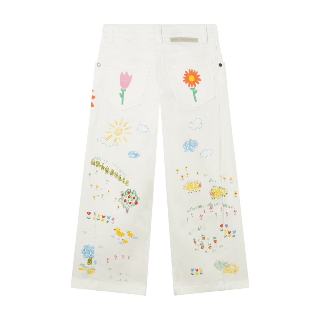 STELLA MCCARTNEY GIRL WHITE EMBROIDERED JEANS