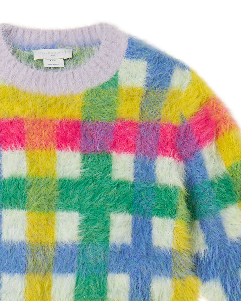 STELLA MCCARTNEY GIRL SWEATER WITH MULTICOLOR JACQUARD CHECKS