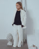 UNLABEL FW23 Love Wide Leg Pants in White Corduroy Velvet