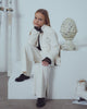 UNLABEL FW23 Love Wide Leg Pants in White Corduroy Velvet