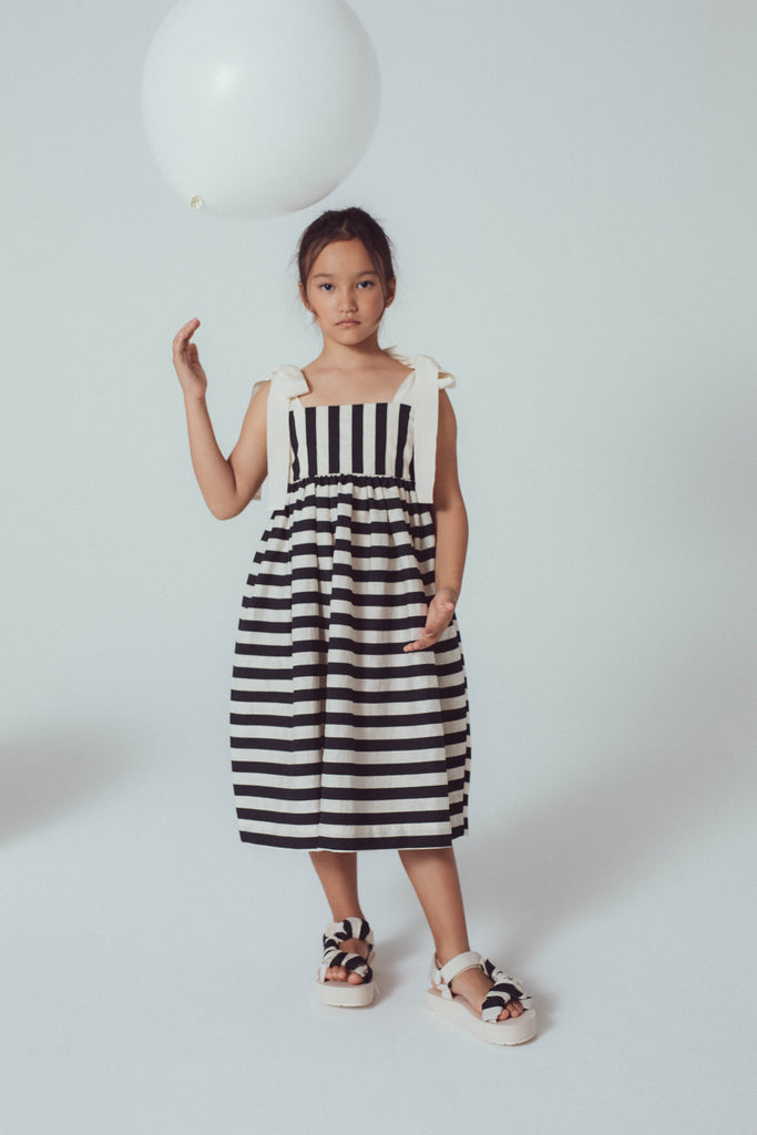 UNLABEL SS24 Paul Sleeveless Dress in Milk Stripes