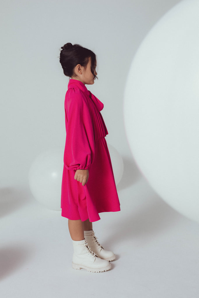 UNLABEL SS24 May Long Sleeve Dress with Bow in Watermelon