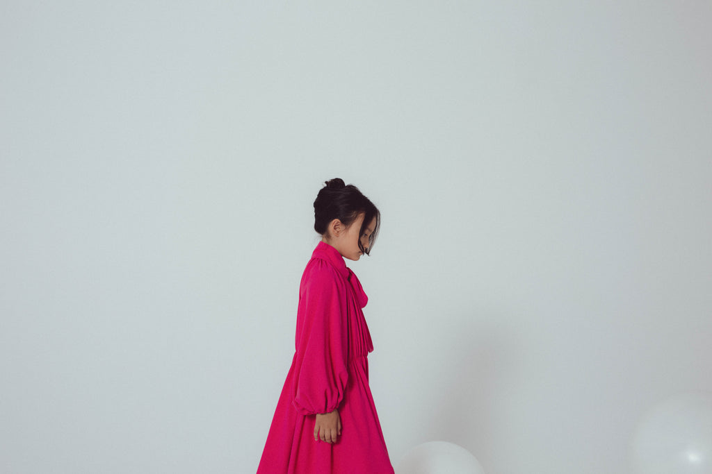 UNLABEL SS24 May Long Sleeve Dress with Bow in Watermelon