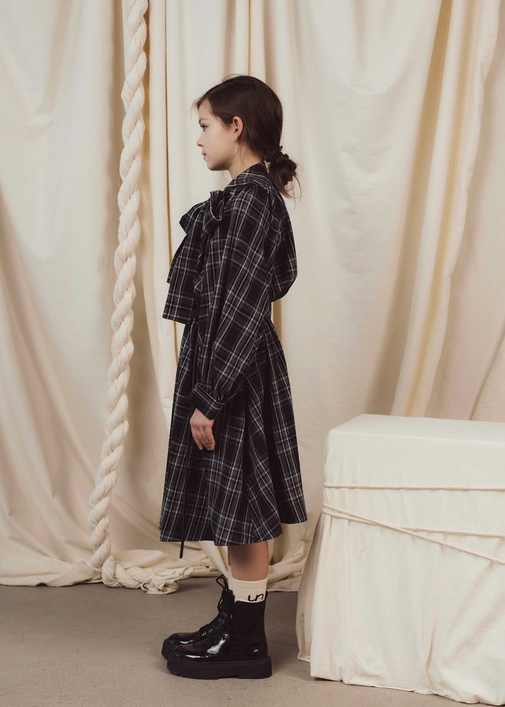 UNLABEL FW24 Fenrys Check Dress with Neck Bow