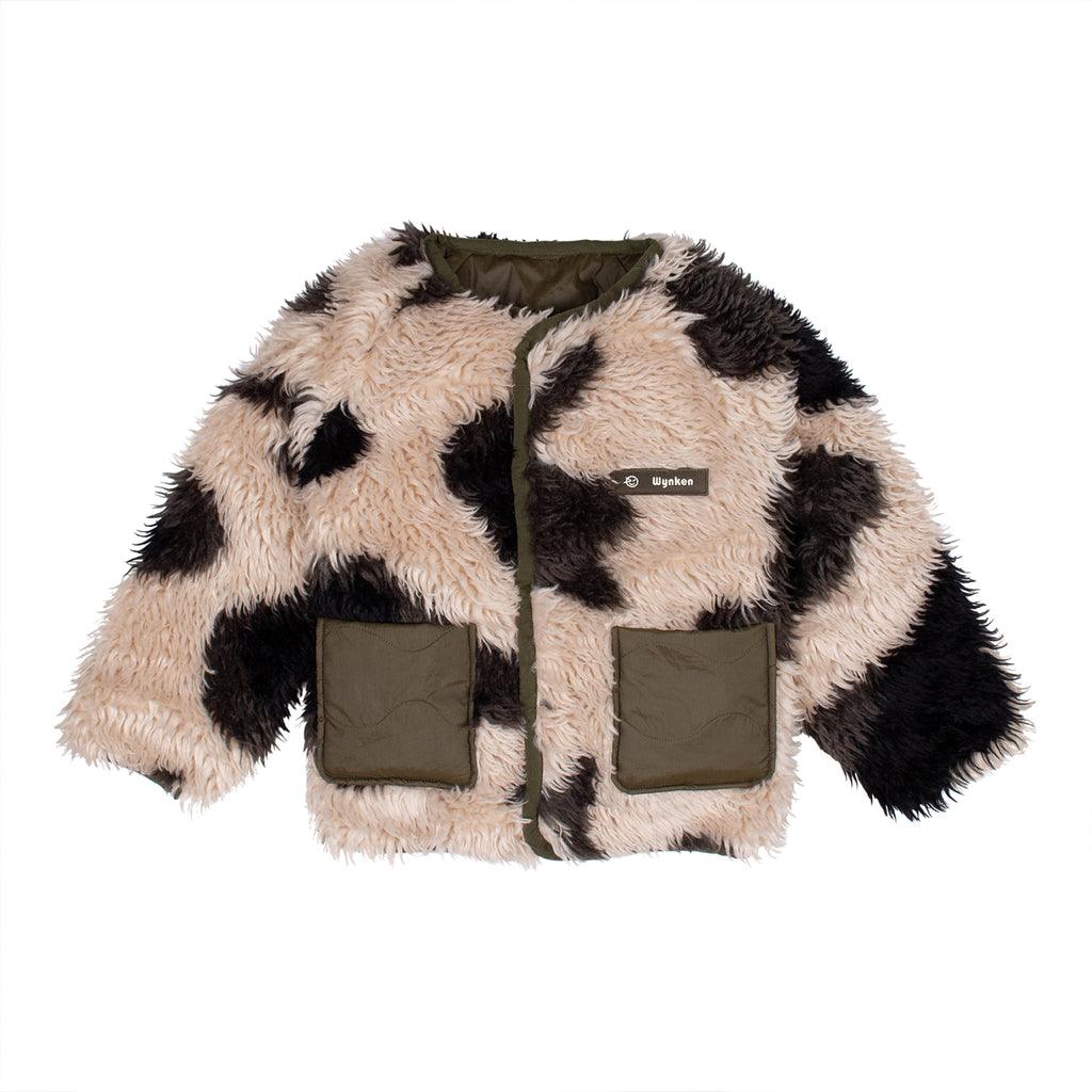 WYNKEN FW24  REVERSIBLE UTILITY JACKET in Khaki and Fluffy Clouds