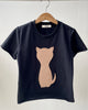 TAGO AW2024 T-shirt with Hand Felted Cat Detail in Black