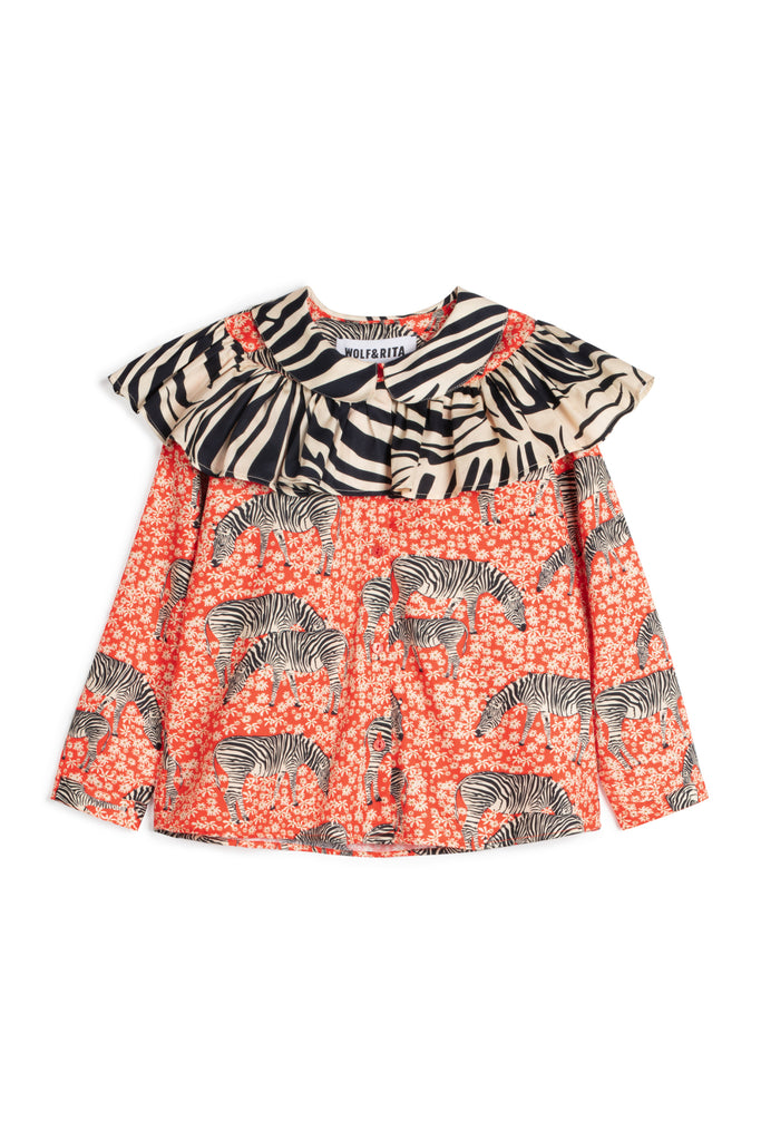 WOLF AND RITA "Bill & Tilda" Alzira Blouse Top in Zebra Garden