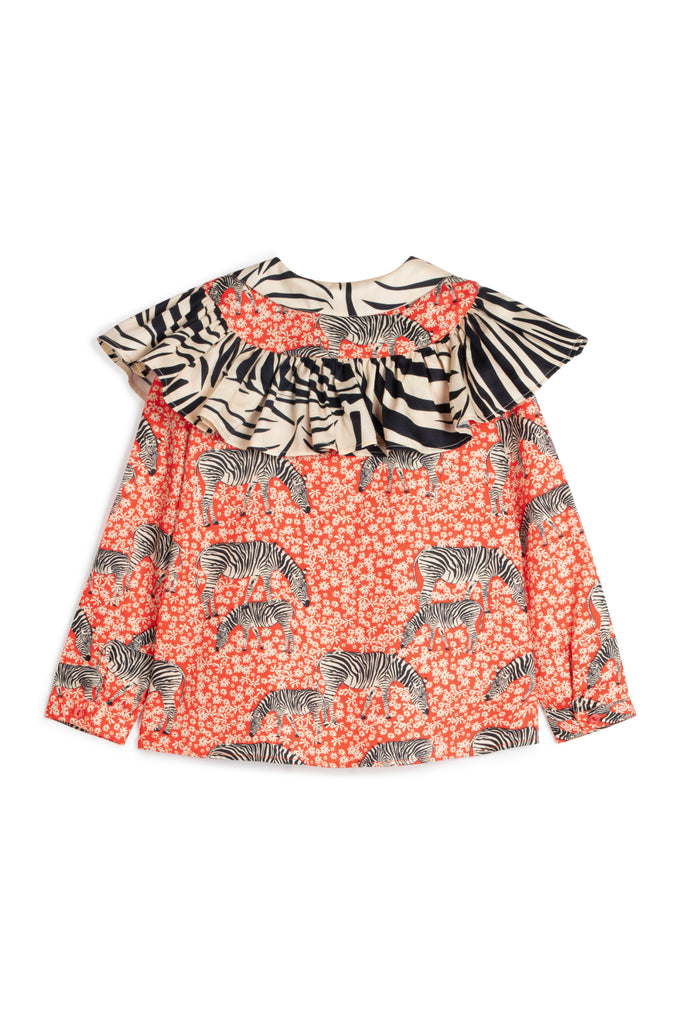 WOLF AND RITA "Bill & Tilda" Alzira Blouse Top in Zebra Garden