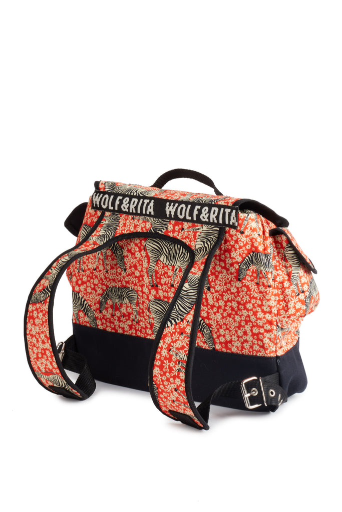 WOLF AND RITA "Bill & Tilda" Paola Canvas Backpack in Zebra Garden