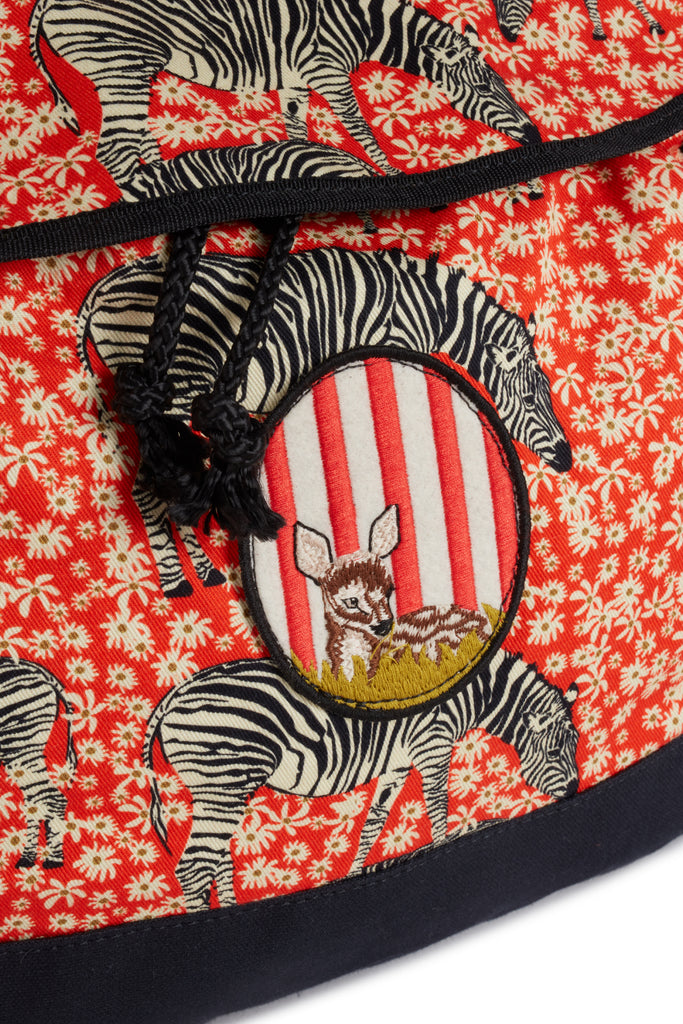 WOLF AND RITA "Bill & Tilda" Paola Canvas Backpack in Zebra Garden