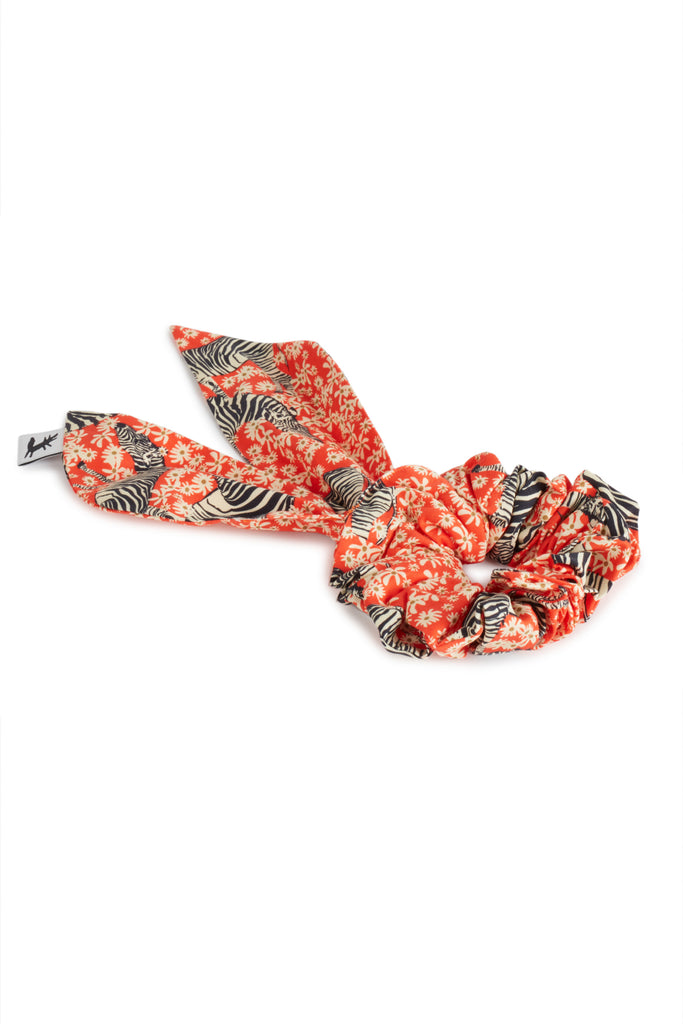 WOLF AND RITA "Bill & Tilda" Engracia Flannel Scrunchie in Zebra Garden