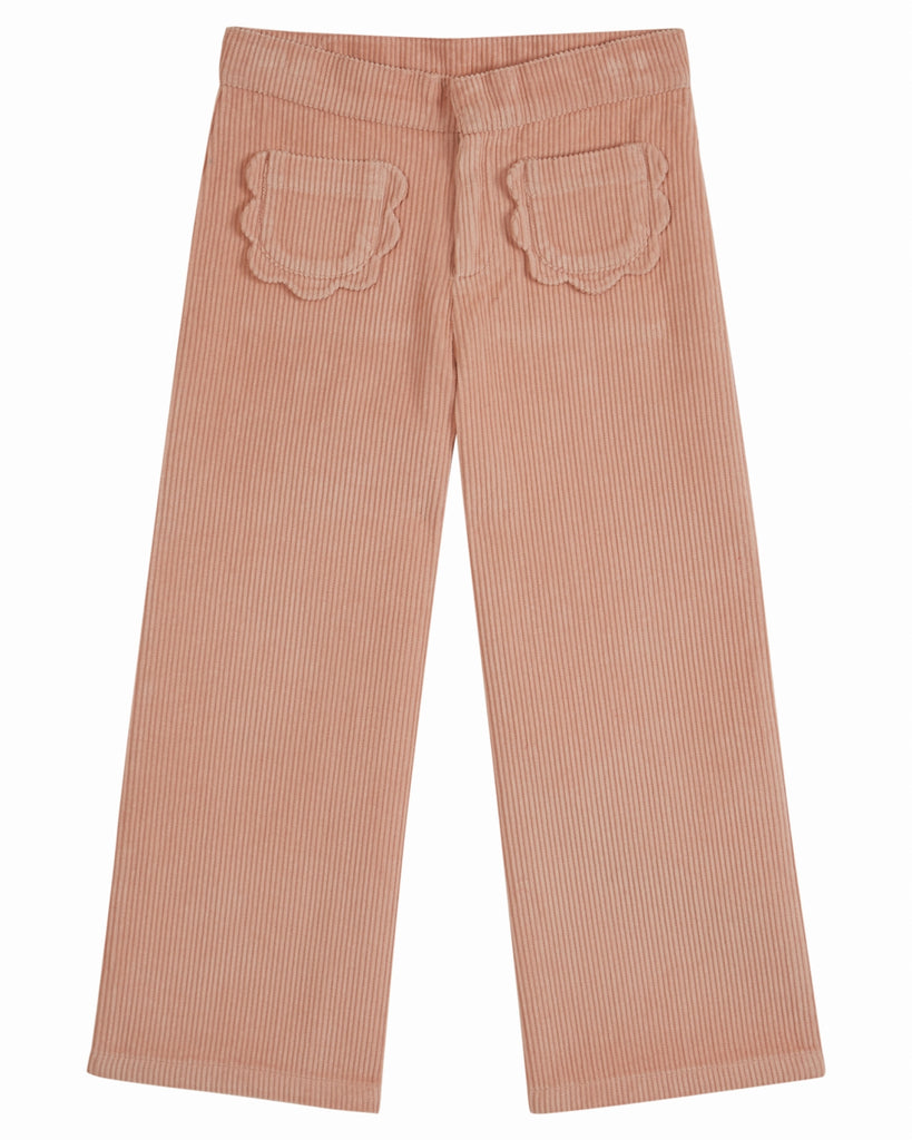 EMILE ET IDA AW23 Corduroy Flower Pocket Wide Leg Pants in Peony