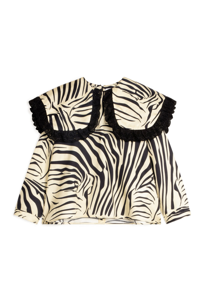 WOLF AND RITA "Bill & Tilda" Ermelinda Blouse Top in Zebra Black