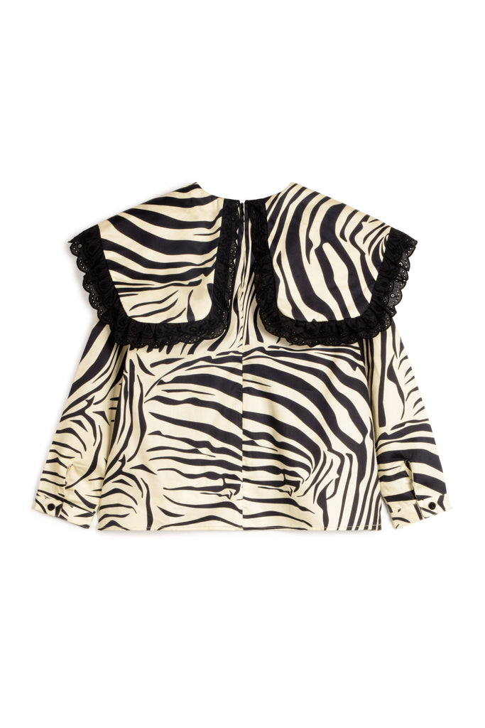 WOLF AND RITA "Bill & Tilda" Ermelinda Blouse Top in Zebra Black