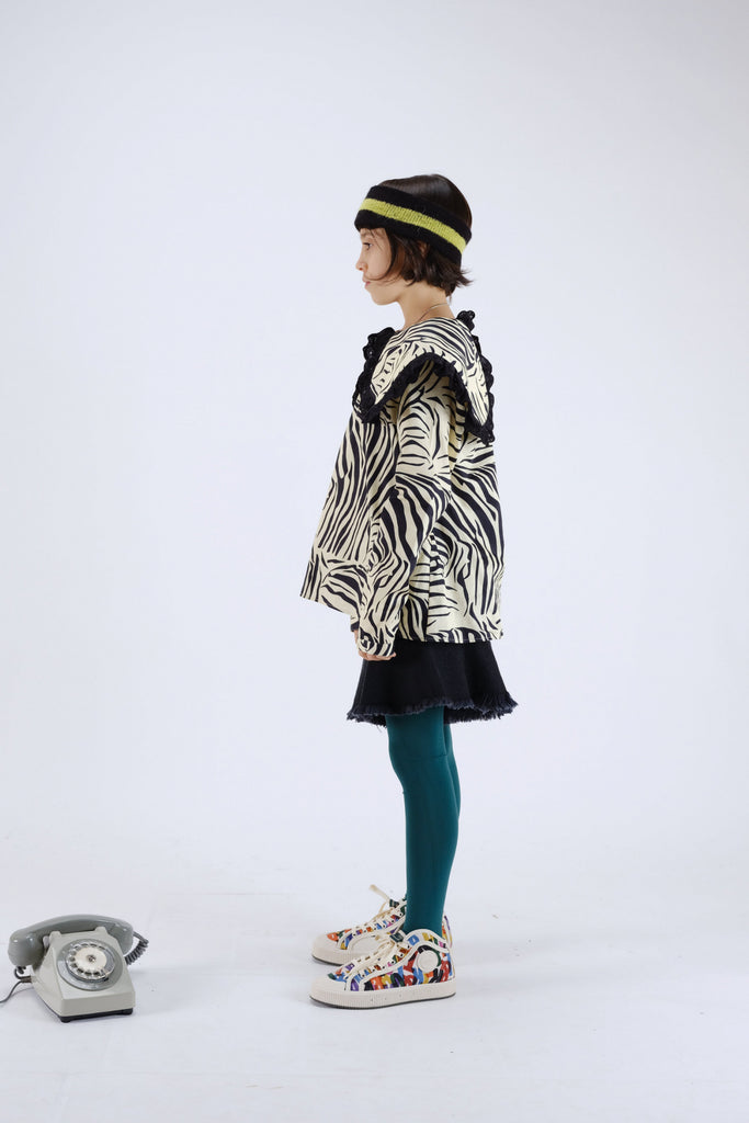 WOLF AND RITA "Bill & Tilda" Ermelinda Blouse Top in Zebra Black