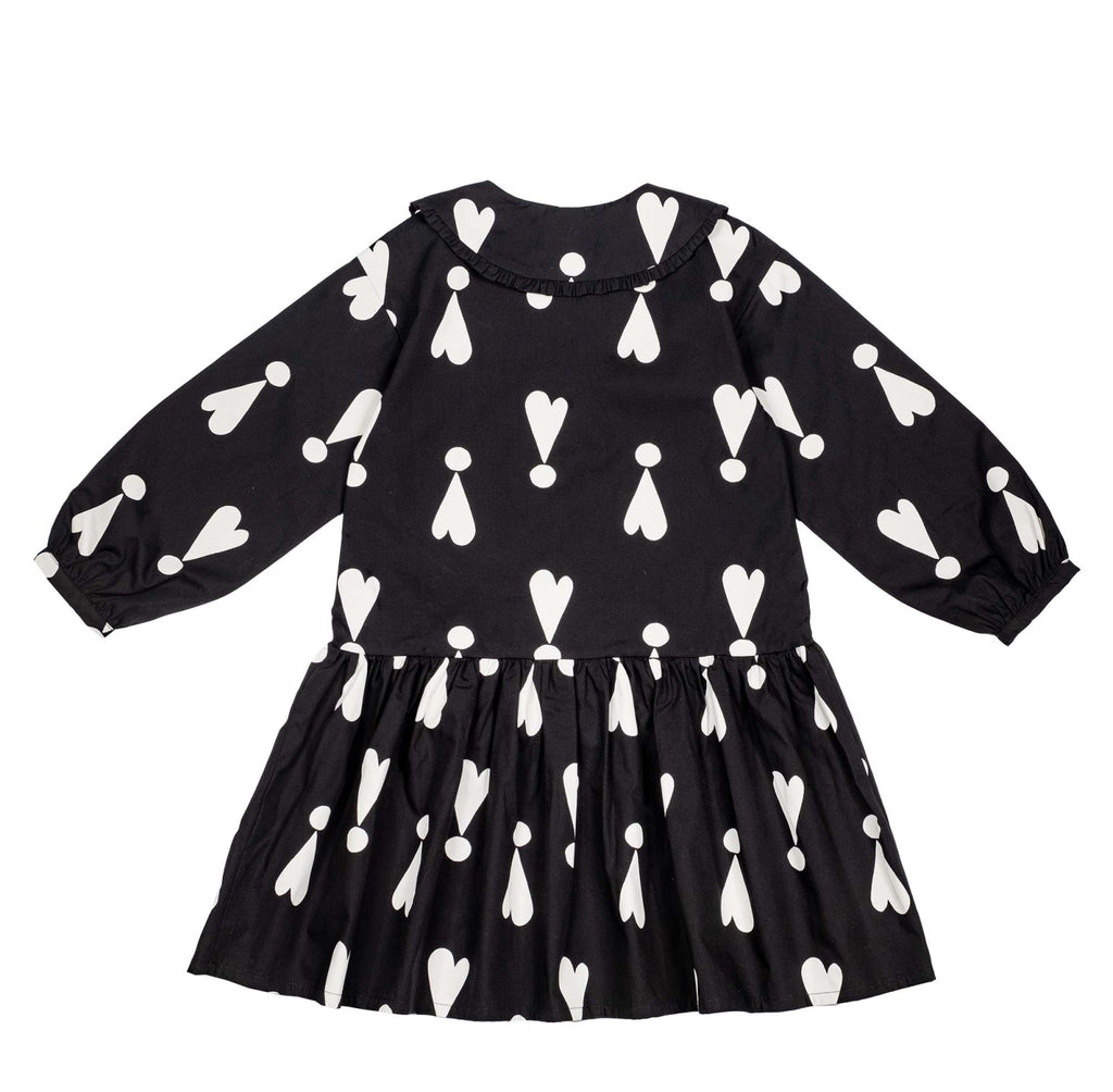 BEAU LOVES  "I see you" Black Exclamation Hearts Collar Dress