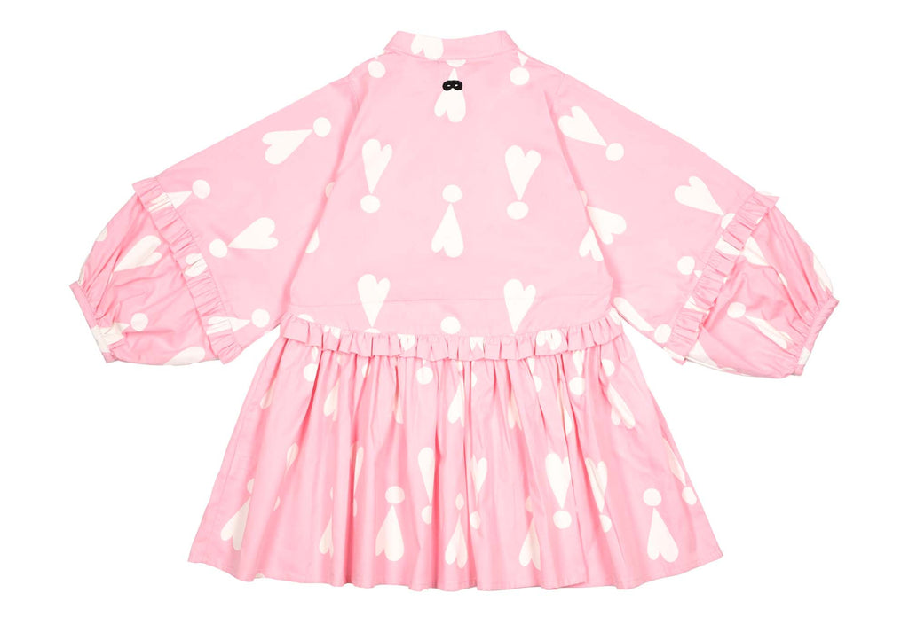 BEAU LOVES  "I see you" Rose Pink Exclamation Hearts Buttoned Dress