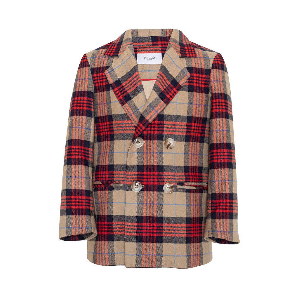 PAADE MODE "WINTER MEADOW" Cotton Double Breasted Tartan Plaid Blazer