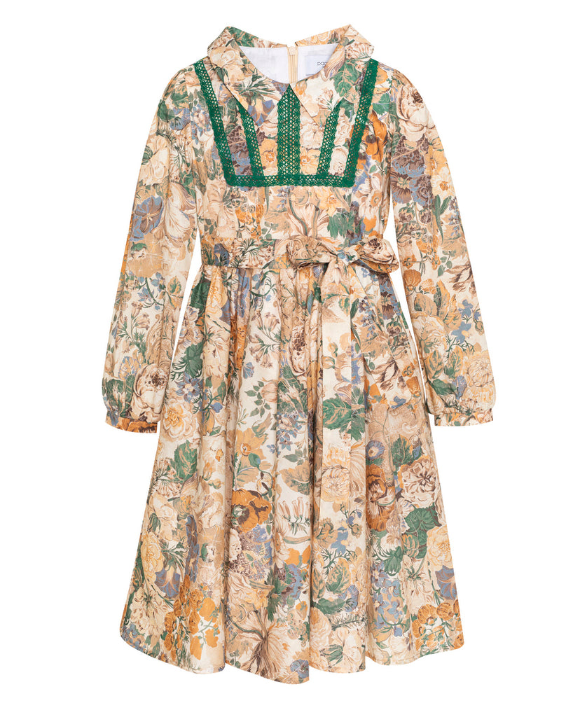 PAADE MODE "WINTER MEADOW" Cotton Blossom Petals Maxi Dress in Brown