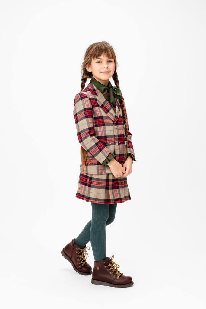 PAADE MODE "WINTER MEADOW" Cotton Double Breasted Tartan Plaid Blazer